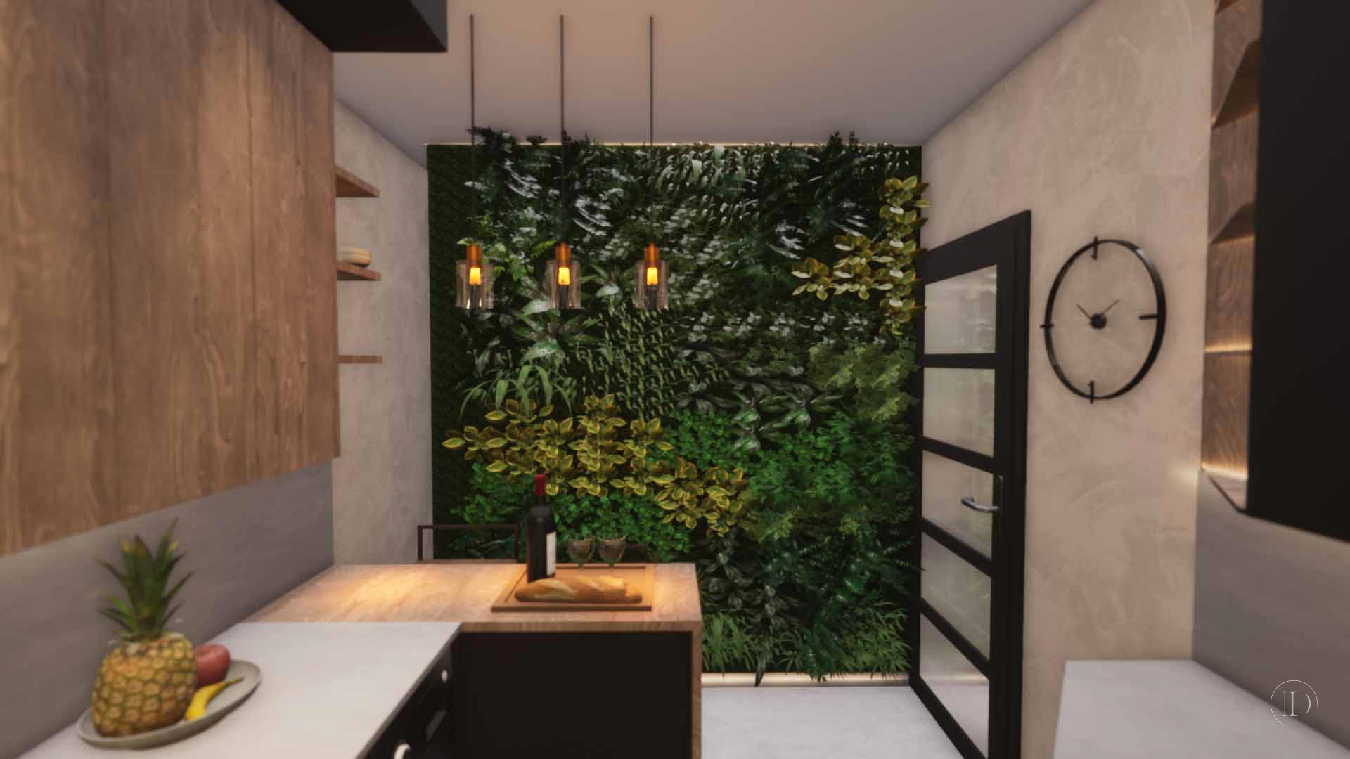 Denmark Flat Interior Kitchen Living Wall