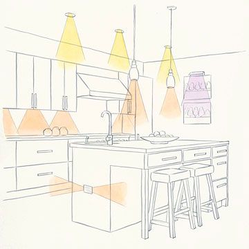 layered kitchen lighting diagram