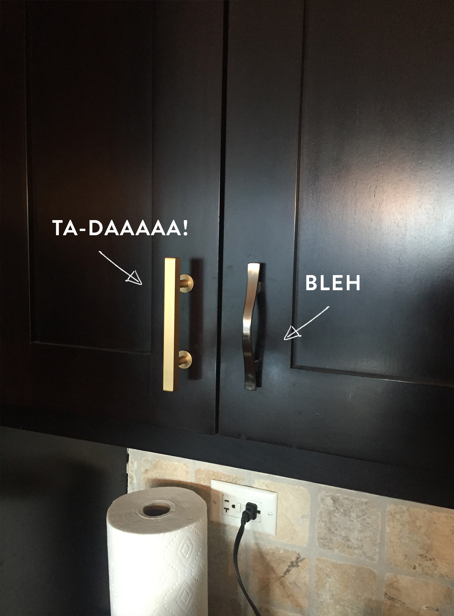 before and after cabinet handle comparison