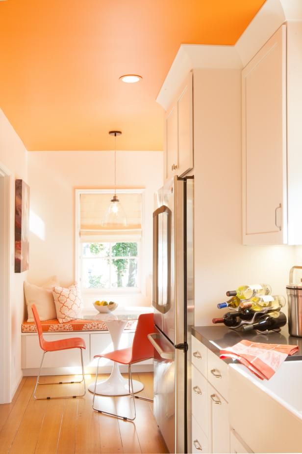 Orange kitchen ceiling